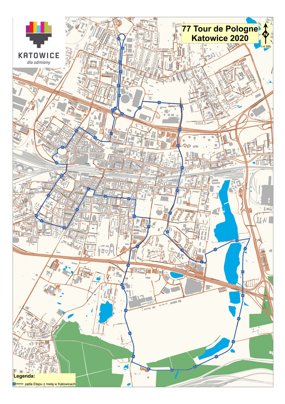 zdjęcie kolorowe: Trasa 77 Tour de Pologne - etap Katowice - mapa