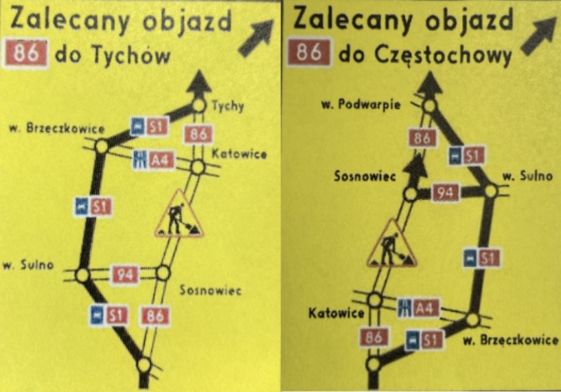 zdjęcie kolorowe: mapa zalecanych objazdów