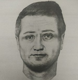 zdjęcie czarno-białe: portret pamięciowy jednego z mężczyzn podejrzewanego o rozbój