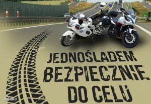 zdjęcie kolorowe: motocykle na plakacie &quot;Jednośladem bezpiecznie do celu&quot;