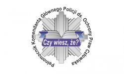 zdjęcie kolorowe: logo projektu  informacyjno-edukacyjnego &quot;Czy wiesz, że...?&quot; policyjna odznaka z napisami