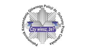 zdjęcie kolorowe: infografika przedstawiająca policyjną odznakę z napisem "Czy wiesz, że...?" i Pełnomocnik Komendanta Głównego Policji ds. Ochrony Praw Człowieka