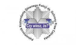 zdjęcie kolorowe: infografika przedstawiająca policyjna odznakę z napisem o treści Projekt informacyjno – edukacyjnego „Czy wiesz, że…? Pełnomocnik Komendanta Głównego Policji ds. Ochrony Praw Człowieka