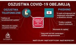 zdjęcie kolorowe: infografika przedstawiająca oszustwa związane z Covid 19 - oszustwa telefoniczne i pishing