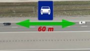 zdjęcie kolorowe: grafika przedstawiająca drogę i odległość jaka powinna być zachowana pomiędzy pojazdami