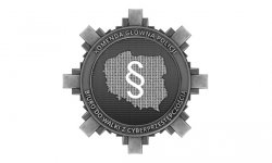 zdjęcie kolorowe: znak graficzny przedstawiający mapę konturową Polski w którą wpisany jest symbol paragrafu