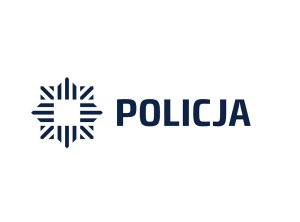 zdjęcie kolorowe: logo polskiej Policji przedstawiające grafikę -  granatową gwiazdę i napis Policja