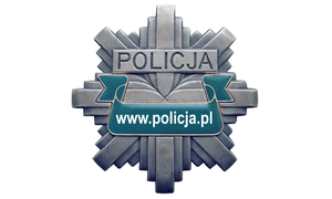 zdjęcie kolorowe: grafika przedstawiająca policyjna odznakę z napisem Policja www.policja.pl