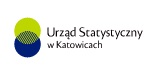 zdjęcie kolorowe: na białym tle przedstawiono jasnozielone koło zachodzące na koło barwy niebieskiej i napis o treści Urząd Statystyczny w Katowicach