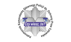 zdjęcie kolorowe: na białym tle znak graficzny przedstawiający policyjna odznakę w kształcie gwiazdy oraz napisy o treści Czy wiesz, że? Pełnomocnik Komendanta Głównego Policji do spraw Ochrony Człowieka