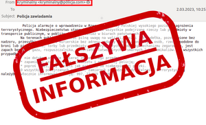 zdjęcie kolorowe: treść emaila z informacją, że jest to fałszywa informacja