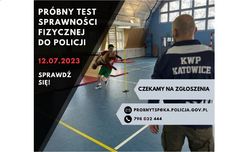 zdjęcie kolorowe: plakat zachęcający do udziału w próbnym teście ze sprawności fizycznej