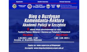 zdjęcie kolorowe: plakat promujący Bieg o Buzdygan Komendanta-Rektora Akademii Policji w Szczytnie.