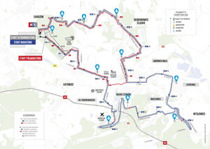 zdjęcie kolorowe: mapa przedstawiająca trasę 15. Silesia Marathon, Silesia Ultramarathon i Silesia Półmaraton