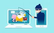 zdjęcie kolorowe: grafika przedstawiająca złodzieja kradnącego hasło do komputera za pomocą wędki
