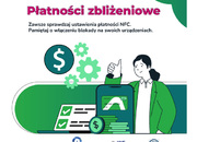 zdjęcie kolorowe: plakat informujący o  nowoczesnych metodach płatniczych