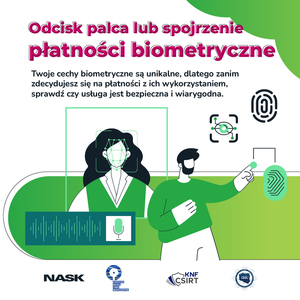 zdjęcie kolorowe: plakat informujący o płatnościach biometrcznych