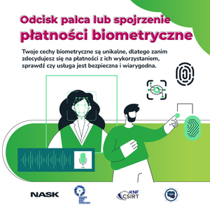 zdjęcie kolorowe: plakat informujący o płatnościach biometrycznych