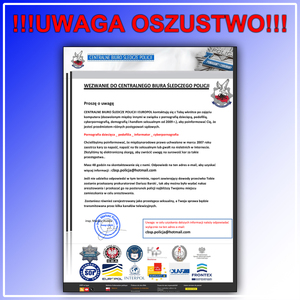 zdjęcie kolorowe: plakat ostrzegający przed cyberprzestępcami
