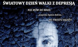 zdjęcie kolorowe: plakat informujący o Światowym Dniu Walki z Depresją