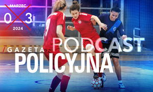 zdjęcie kolorowe: okładka marcowego wydania Gazety Policyjnej przedstawiająca policjantki z reprezentacji Policji w piłce nożnej
