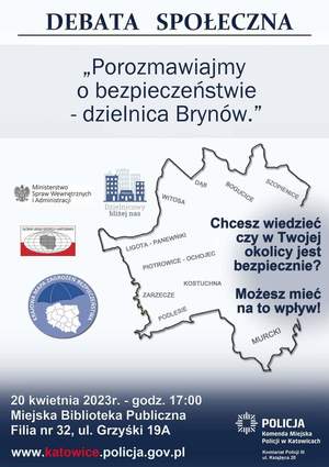 zdjęcie kolorowe: plakat zachęcający mieszkańców Bryowa do udziału w debacie o bezpieczeństwie