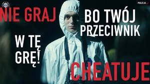 zdjęcie kolorowe: plakat na którym umieszczono napis o treści: Nie bądź zombi! Twój przeciwnik cheatuje!