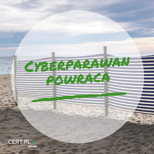 zdjęcie kolorowe: plakat z napisem cyberparawan powraca