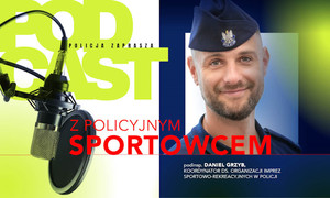 zdjęcie kolorowe: okładka podcastu z policjantem