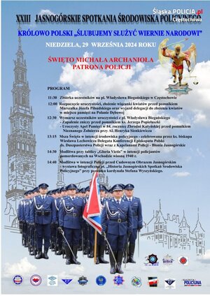 zdjęcie kolorowe: plakat zachęcający do udziału w XXIII Jasnogórskie Spotkania Środowiska Policyjnego