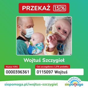 Na zdjęciu widać Wojtusia Szczygieł z tatą