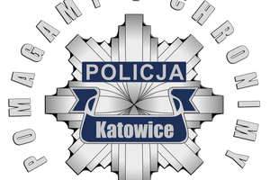 na zdjęciu policyjna gwiazda z napisem Katowice