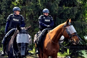 Na zdjęciu policjantki na koniach służbowych