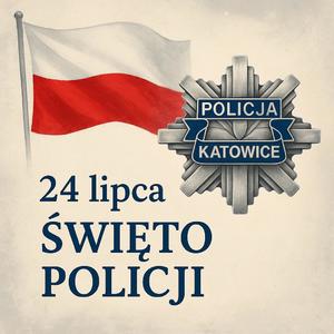 Na zdjęciu flaga Polski i gwiazda policyjna
