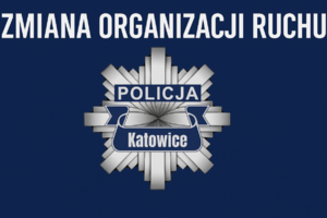 Na zdjęciu policyjna gwiazda i napis Zmiana Organizacji Ruchu