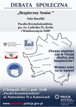 Na zdjęciu plakat promujący debatę